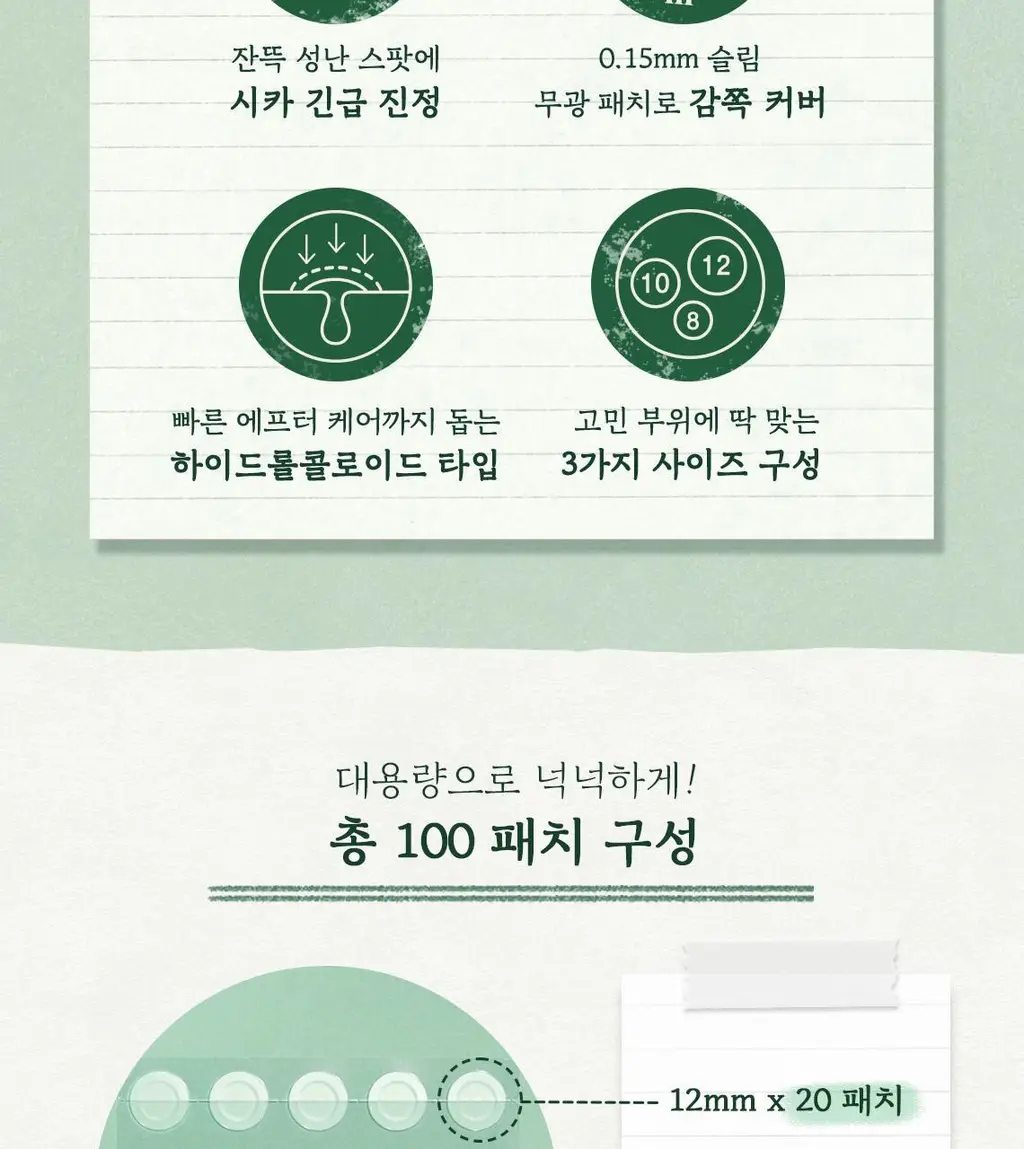 [트러블패치/3가지사이즈] 스킨푸드 시카 클리어 스팟 패치 100매 상세페이지 5